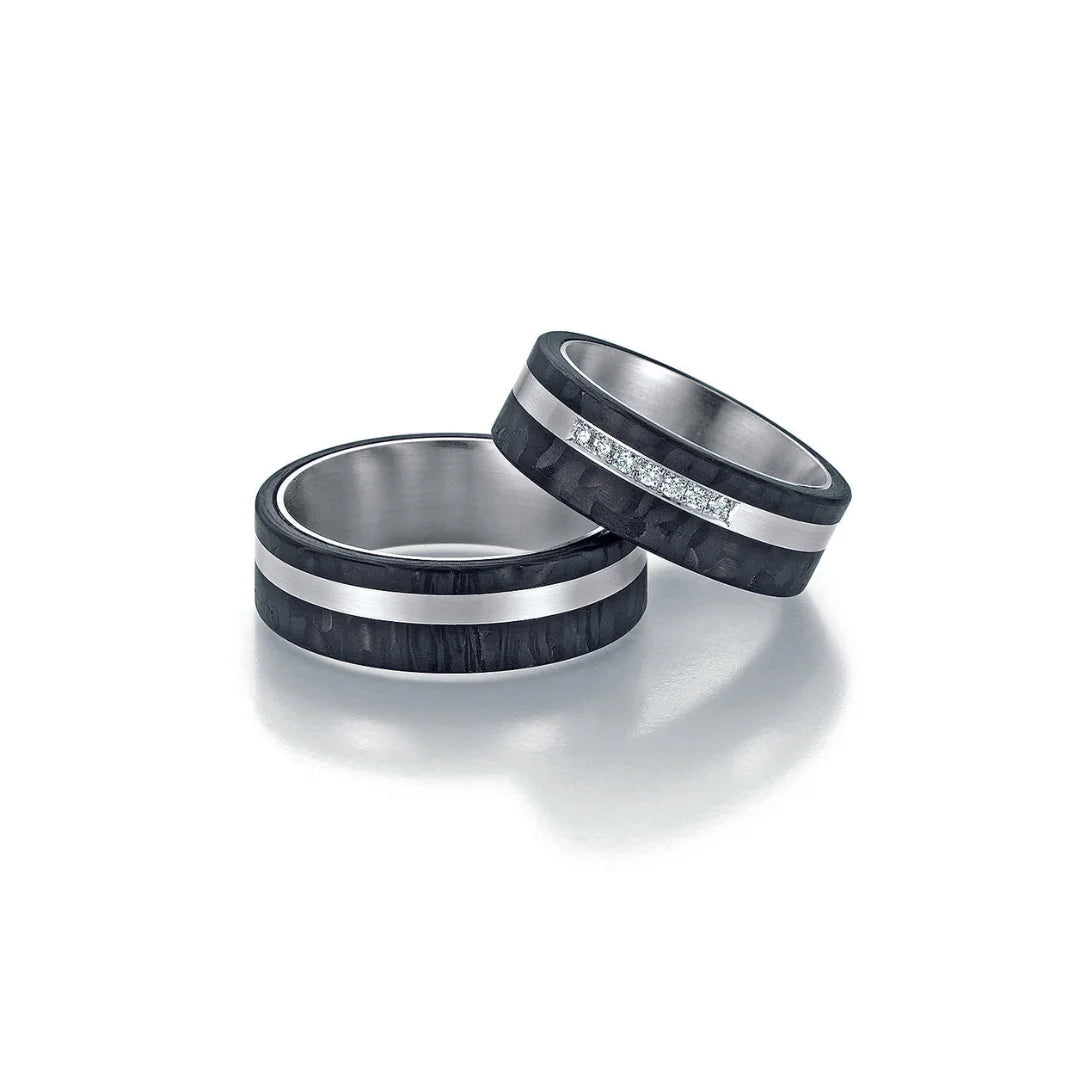 Fischer Trauringe Palladium Carbon® Burst with Pride - Breite 7 mm