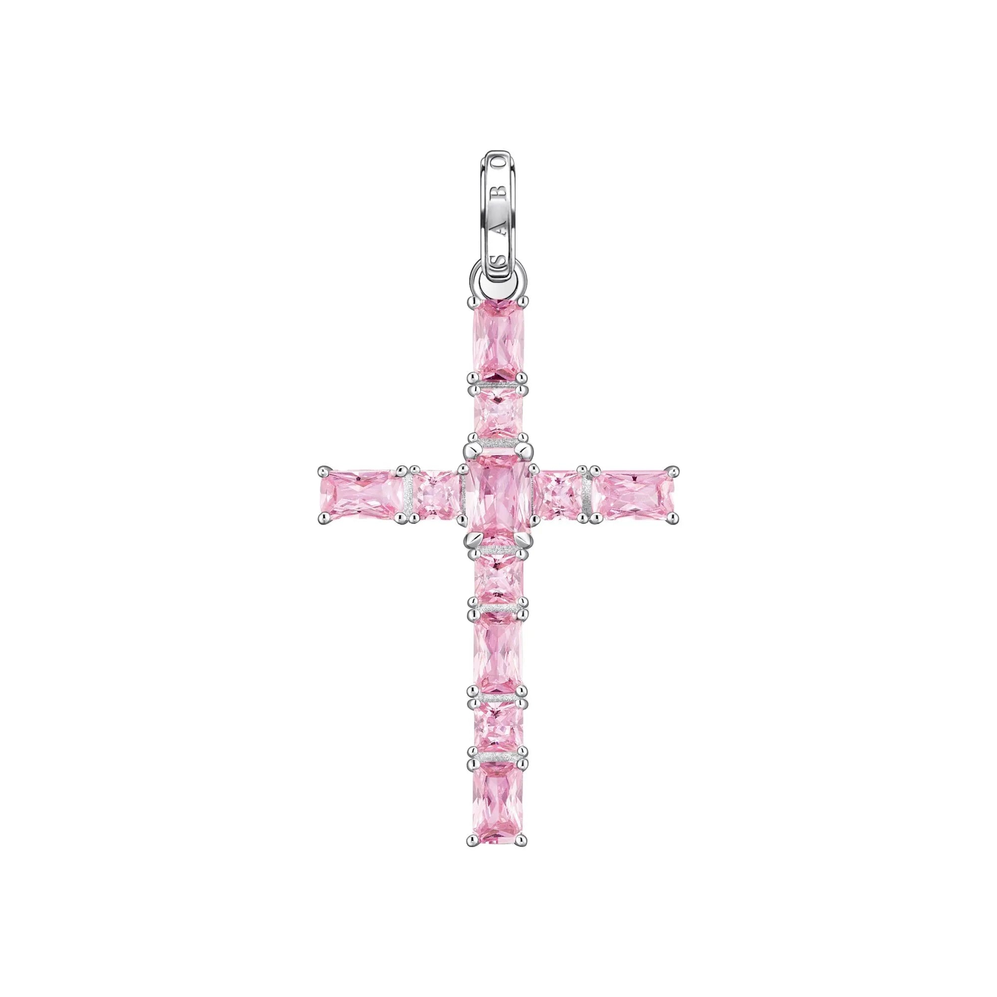 Thomas Sabo Anhänger Kreuz mit pinken Steinen Silber