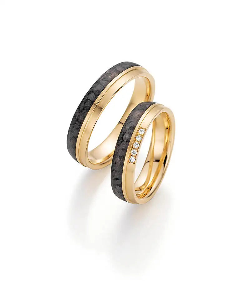 Bayer Trauringe Gold Carbon Melody