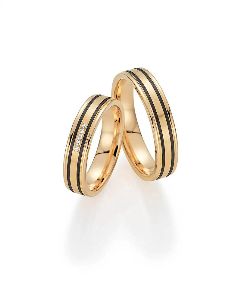 Bayer Trauringe Gold Carbon Happiness