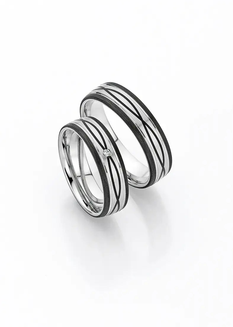 Bayer Trauringe Platin Carbon Legend