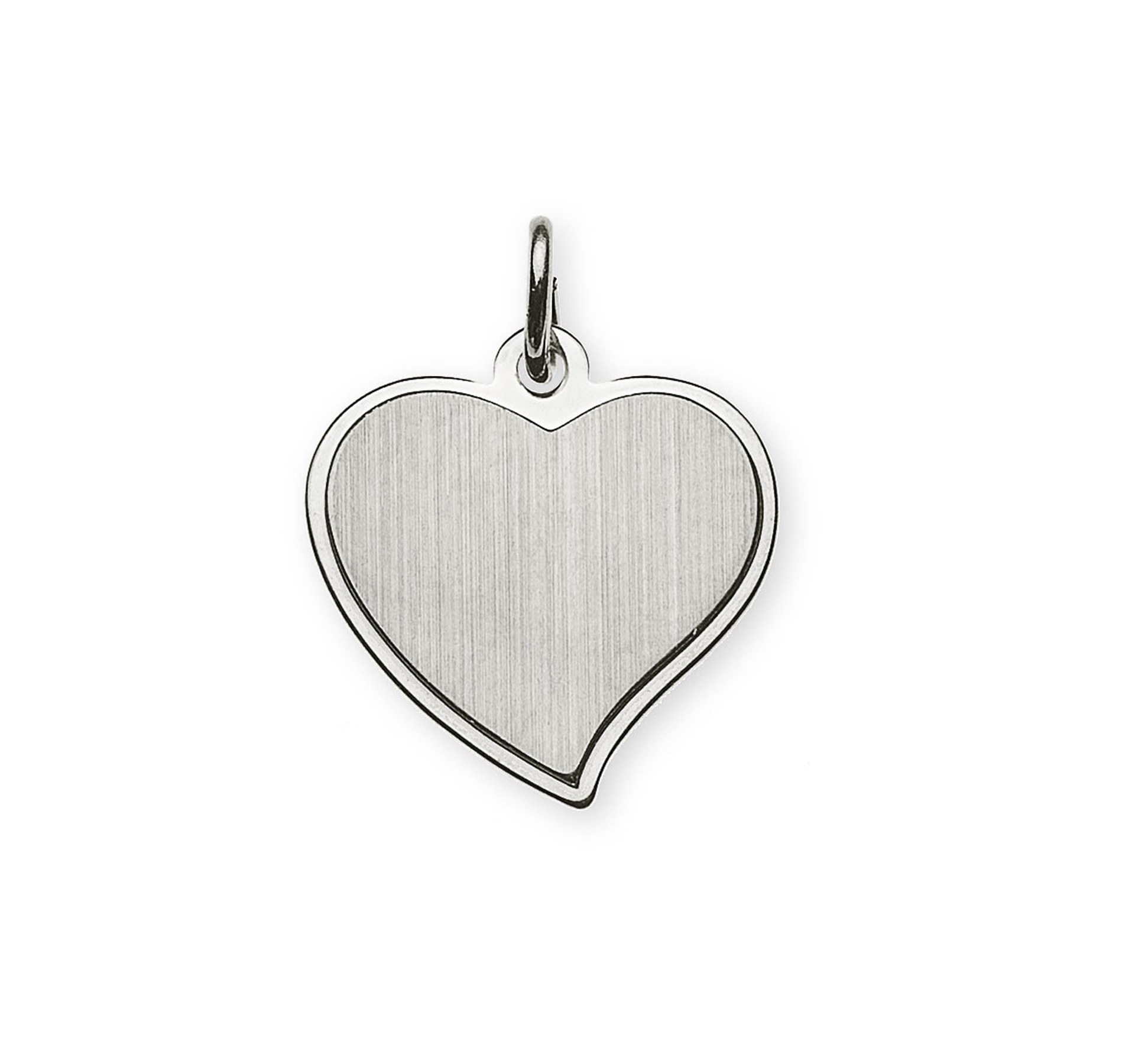 Anhänger Weissgold 750 Gravurplatte Herzförmig Satiniert