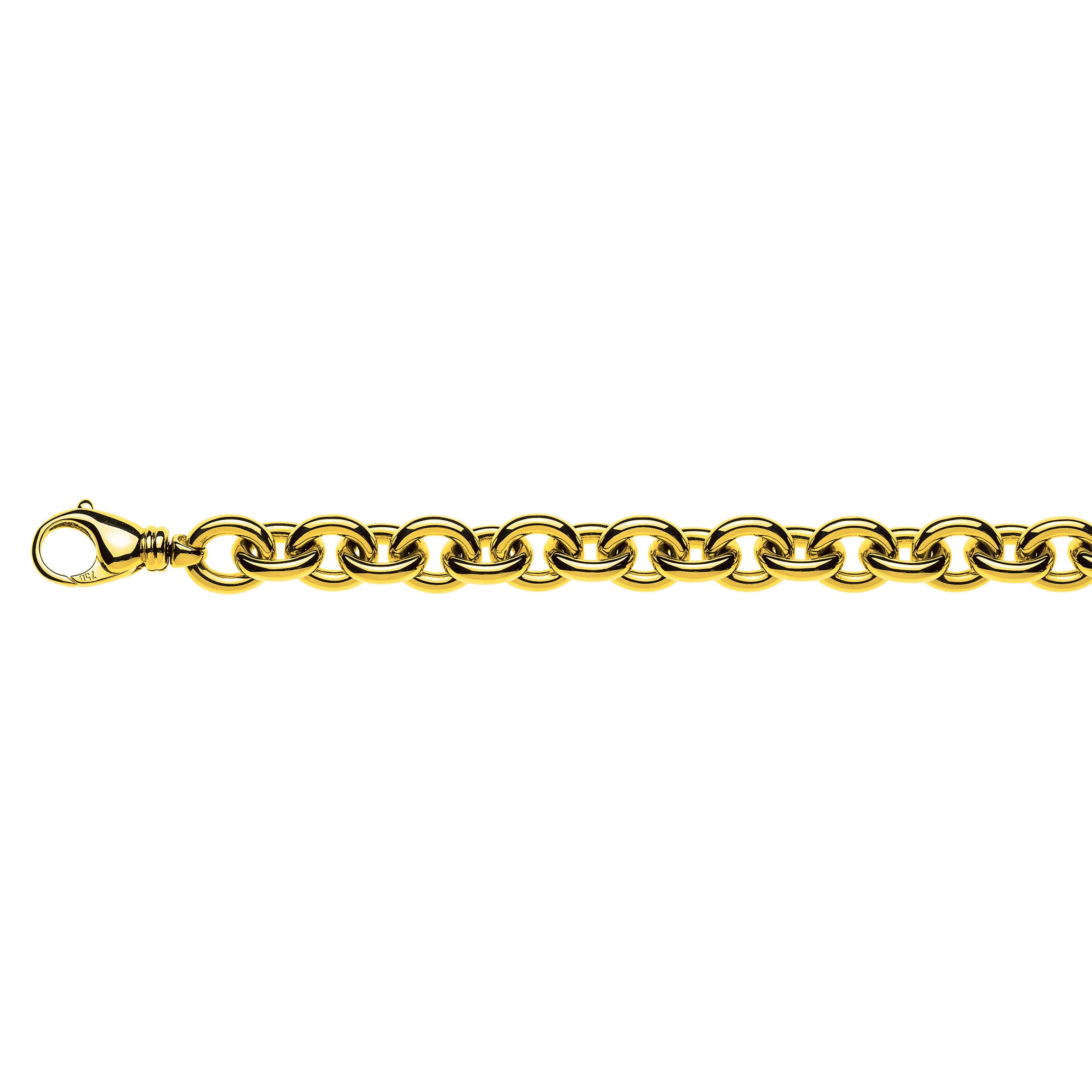 Armbänd Rundanker Gelbgold 750 Anker Oval Halbmassiv, ca. 11.0 mm, 20 cm