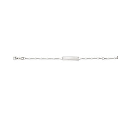 Bébé Bracelet Figaro 3+1 Weissgold 585 mit Gravurplatte Rechteckig Lang