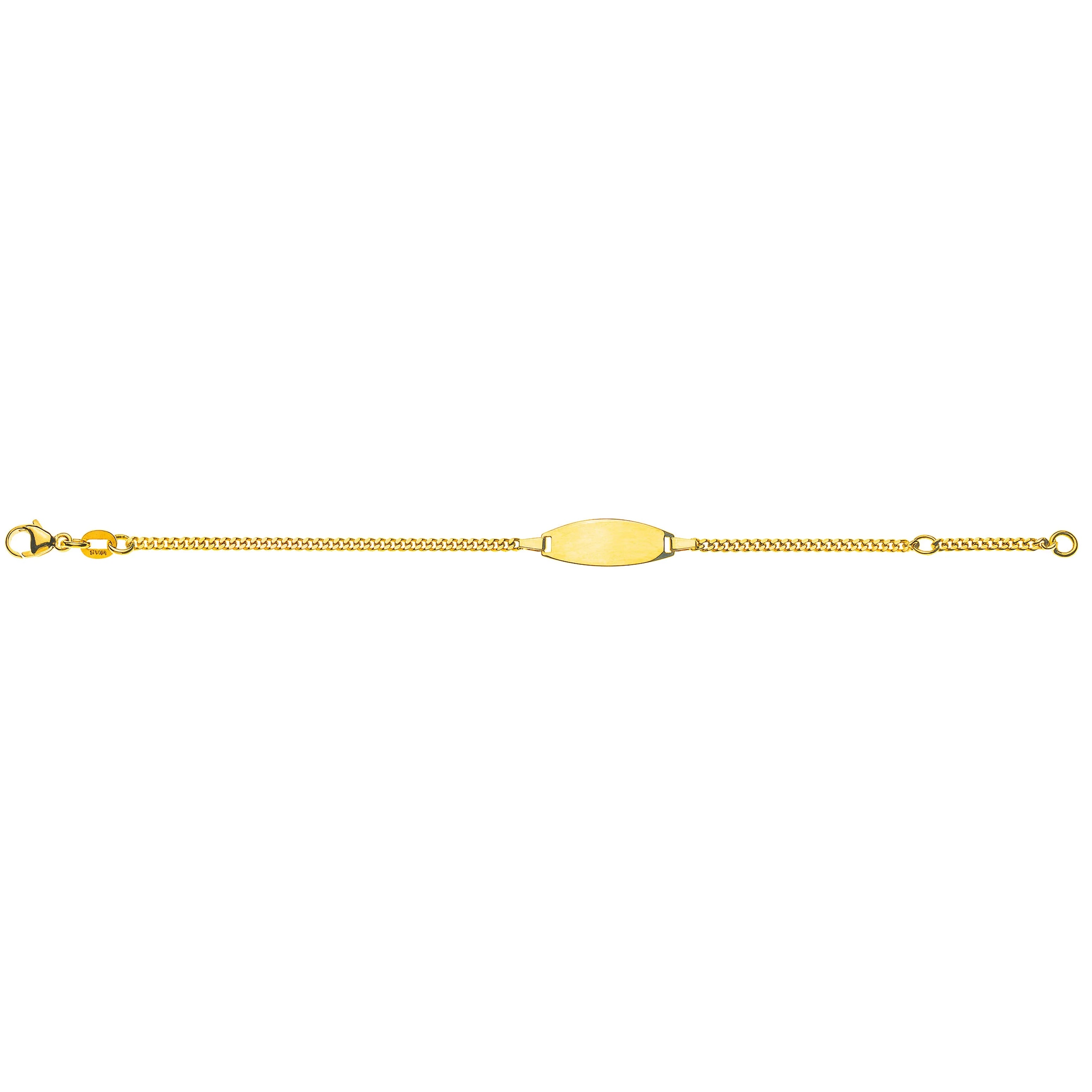 Bébé Bracelet Panzer Geschliffen Gelbgold 375 mit Gravurplatte Oval