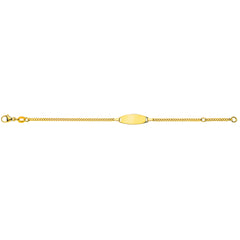Bébé Bracelet Panzer Geschliffen Gelbgold 750 mit Gravurplatte Oval