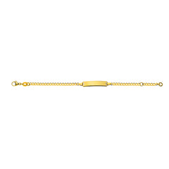 Bébé Bracelet Panzer Extraflach Diamantiert Gelbgold 375 mit Gravurplatte Rechtecking Lang
