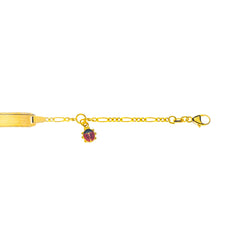 Bébé Bracelet Figaro Diamantiert Gelbgold 750 mit Gravurplatte mit Emaille-Käfer-Anhänger