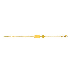 Bébé Bracelet Anker Oval Gelbgold 750 14 cm mit Gravurplatte Oval und Lebensbaum 6 mm