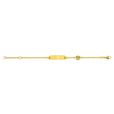 Bébé Bracelet Rundanker Gelbgold 375 mit Gravurplatte Rechteckig Lang mit Babyfüssen