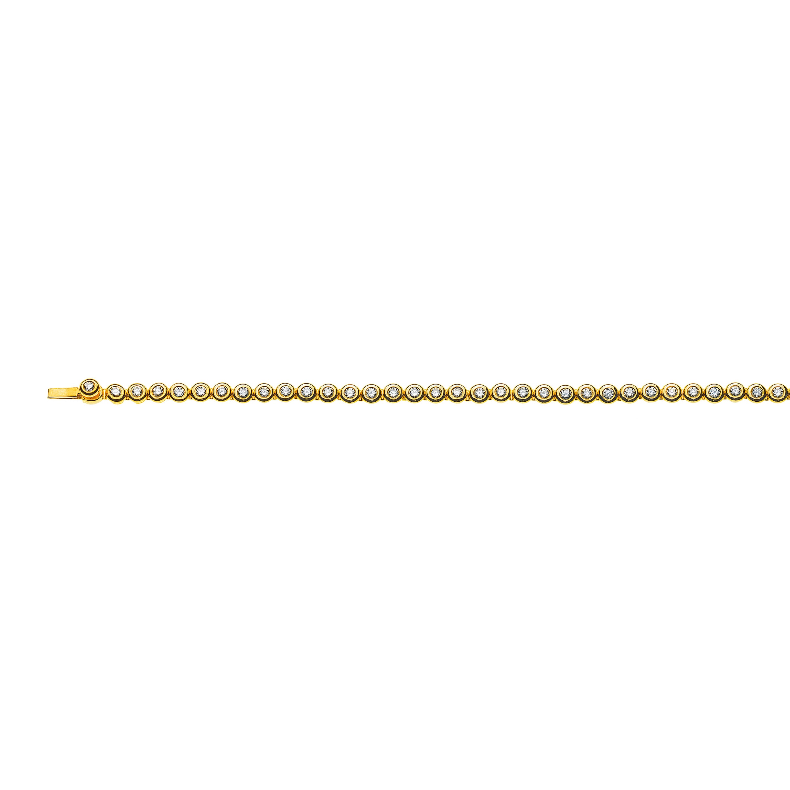 Diamantanhänger Bracelet Tennis Zargengefasst Gelbgold 750 mit 45 Brillanten H SI 1.52 ct. 18 cm
