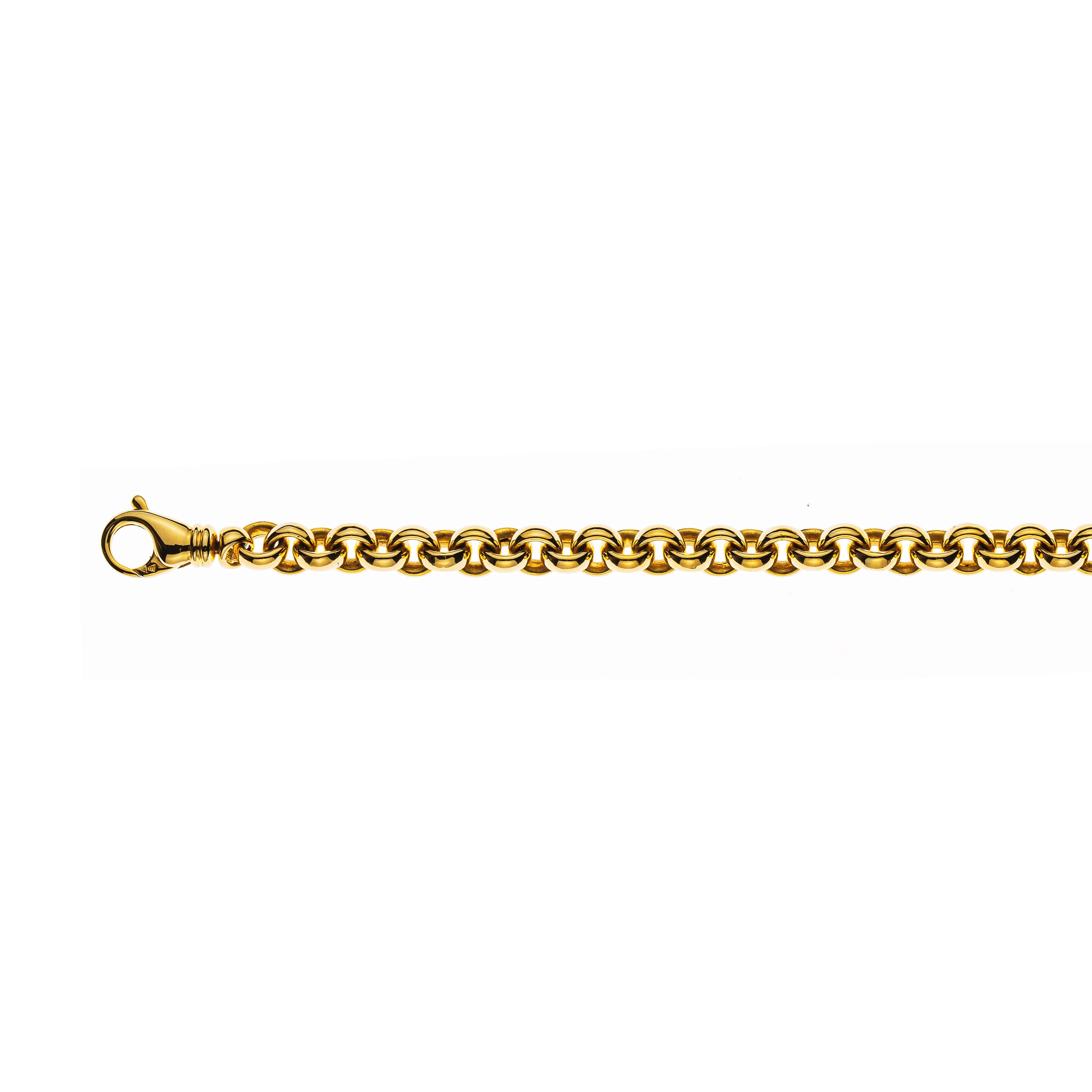 Handgefertigtes Erbs-Armband aus 750er Gelbgold, ca. 6.5 mm dick, 20 cm