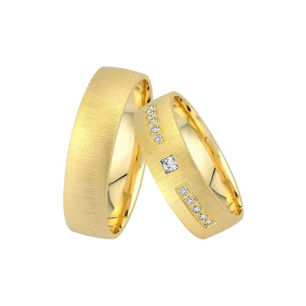 Oberturm Trauringe Classics in Gelbgold mti Diamanten BF1-6