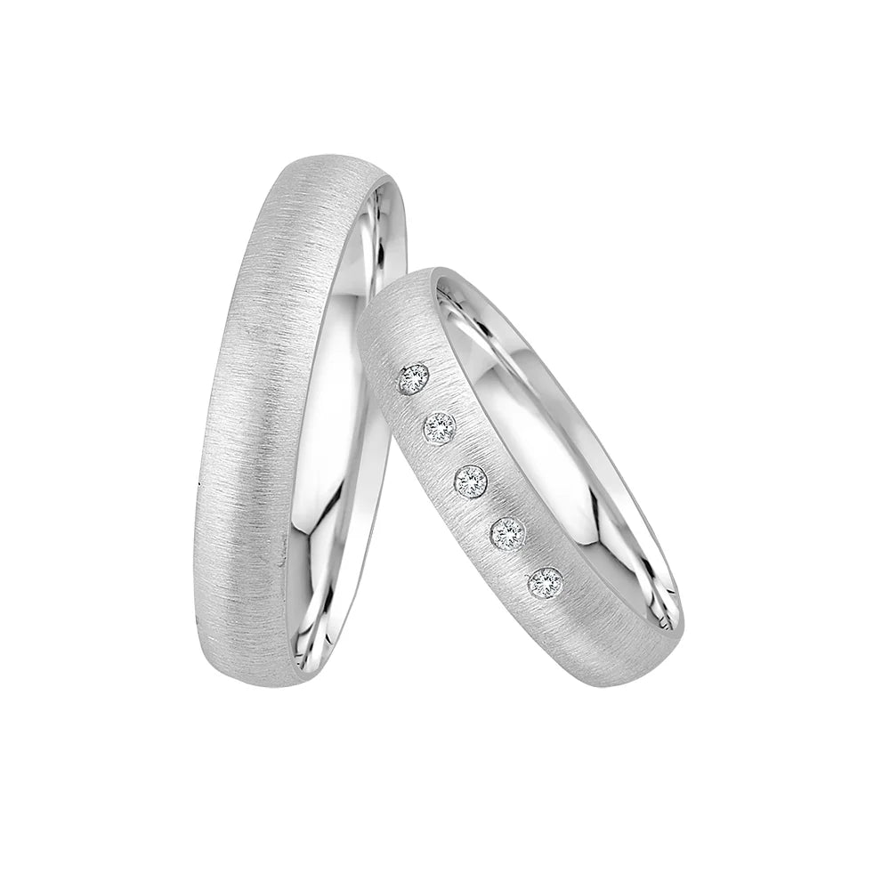 Oberturm Trauringe Classics in Weissgold mit Diamanten BF2-4