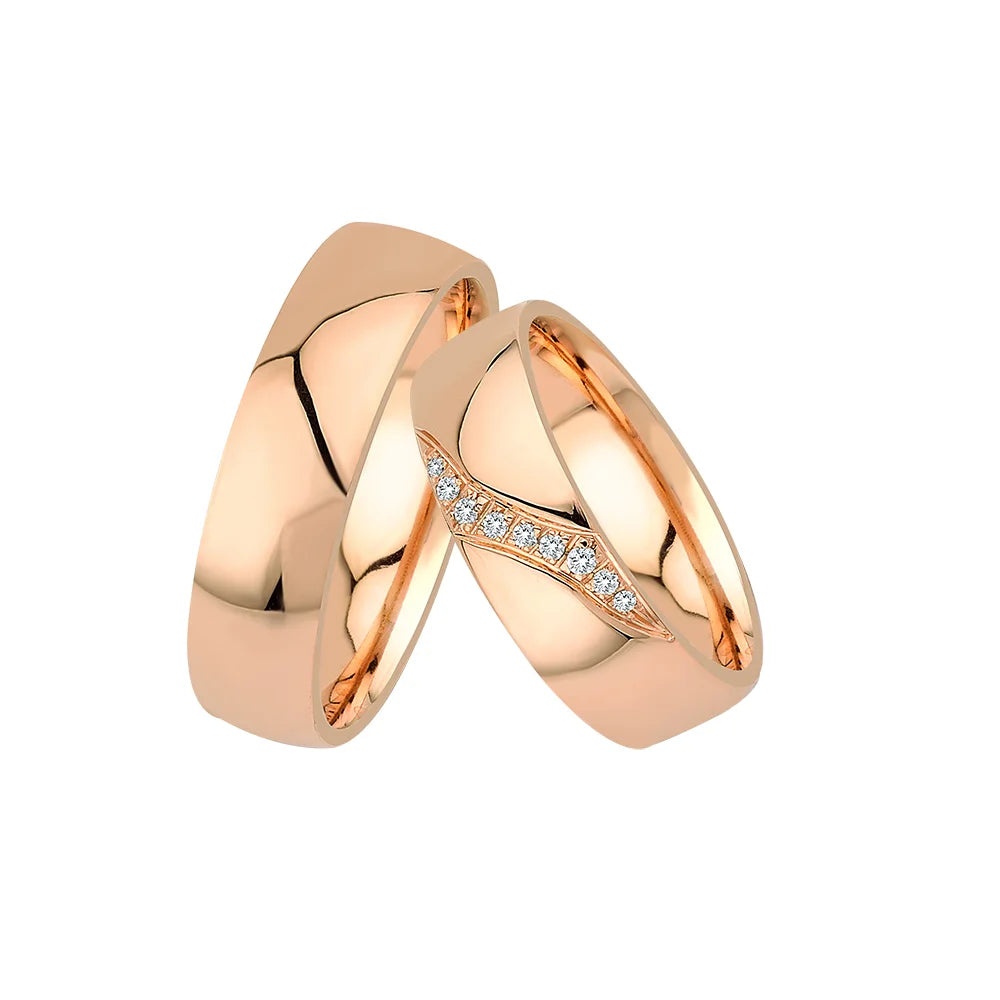 Oberturm Trauringe Classics in Rotgold mit Diamanten BF3-6