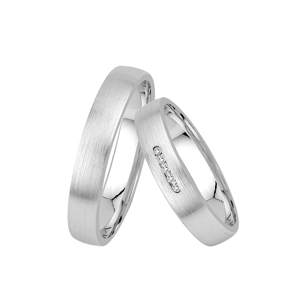 Oberturm Trauringe Classics in Weissgold mit Diamanten BF5-4