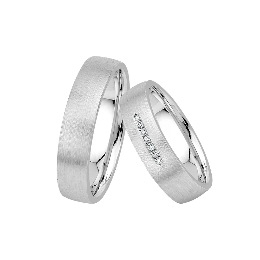 Oberturm Trauringe Classics in Weissgold mit Diamanten BF5-5