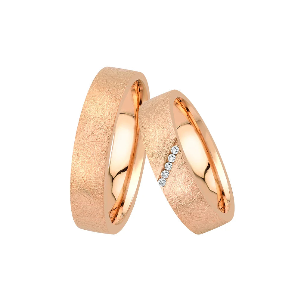 Oberturm Trauringe Classics in Rotgold mit Diamanten BF6-5