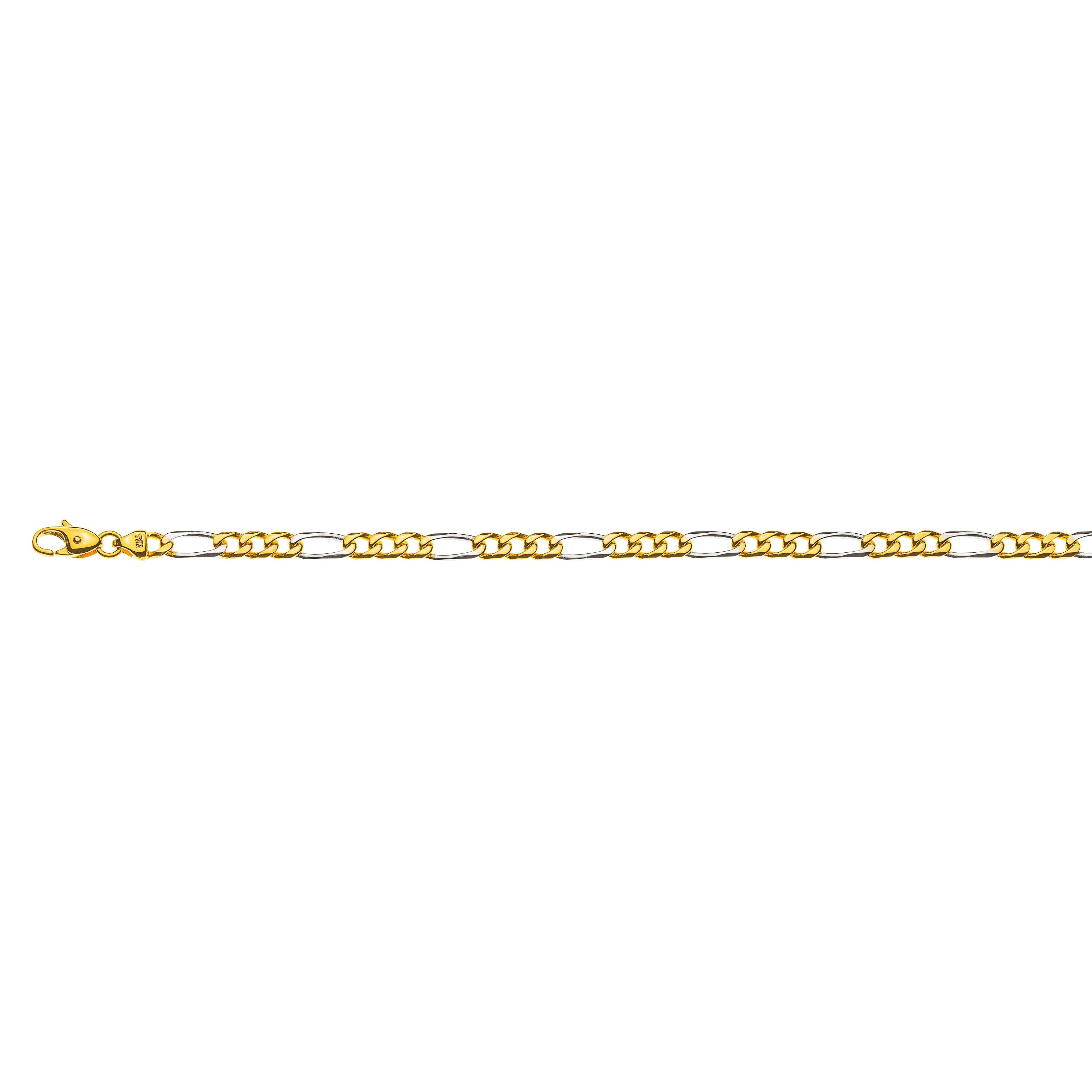Figaro Bicolor (Gelb-Weiss) Collier: 750er Gold, 4.5mm