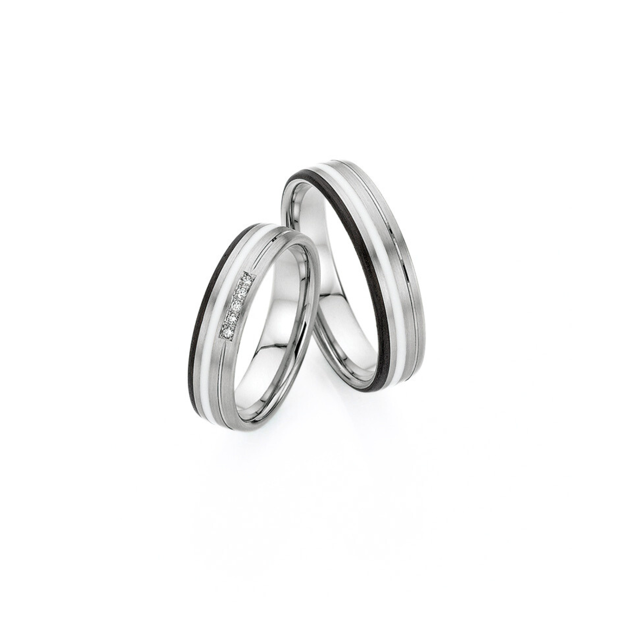 Bayer Trauringe Carbon White Kiss