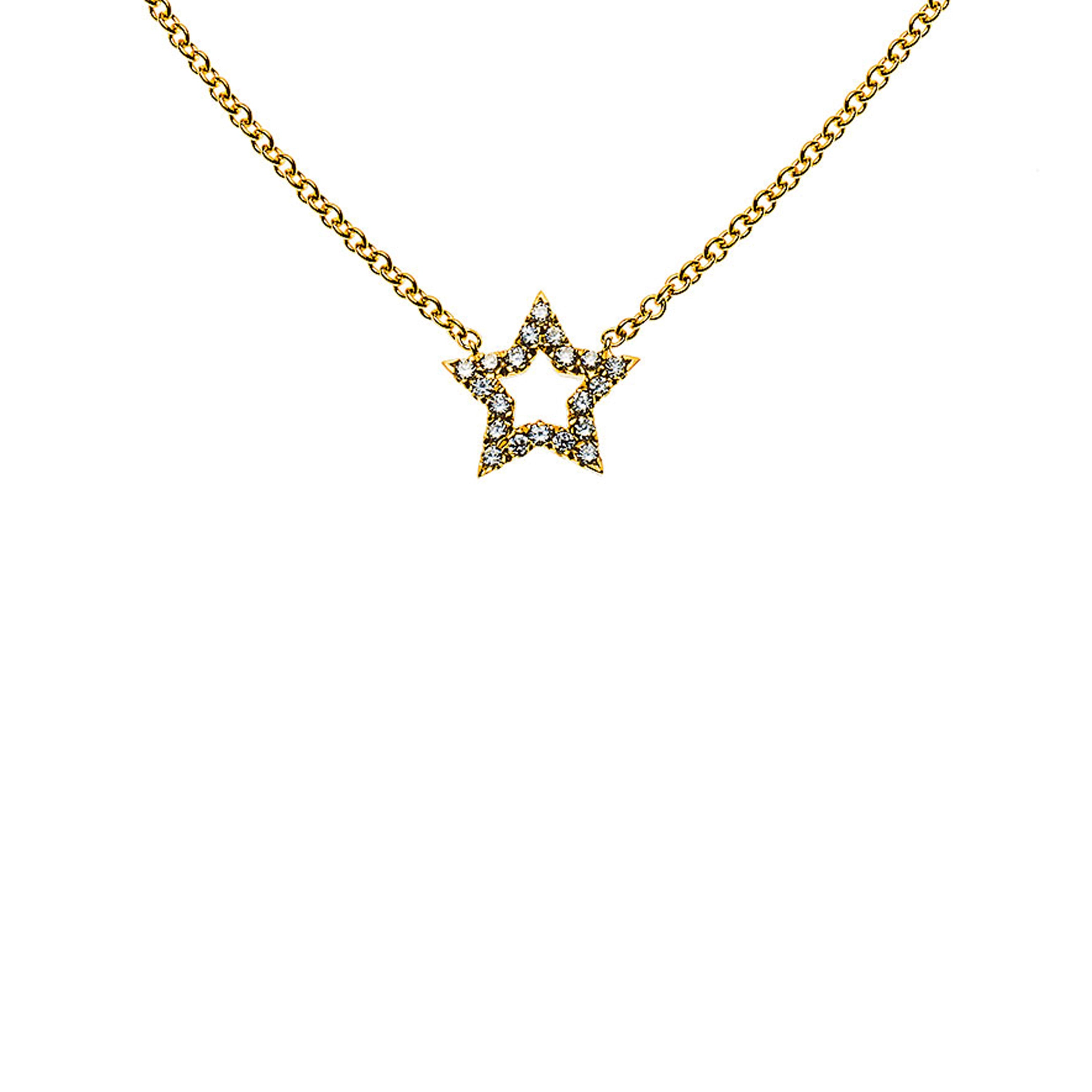 Collier 'Stern' aus 750er Gelbgold mit 20 Brillanten in 45 cm