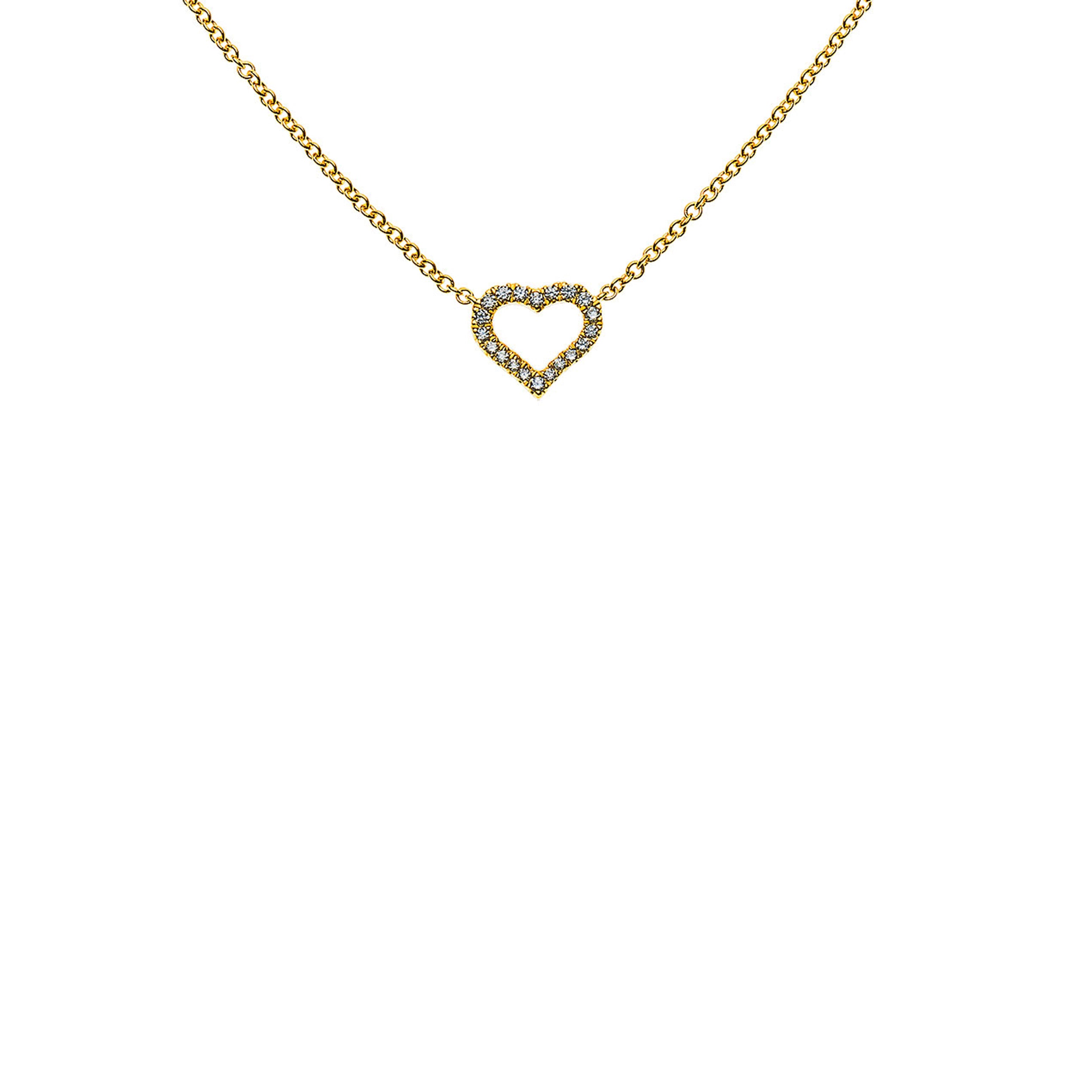 Collier 'Herz' aus 750er Gelbgold mit 20 Brillanten in 45 cm