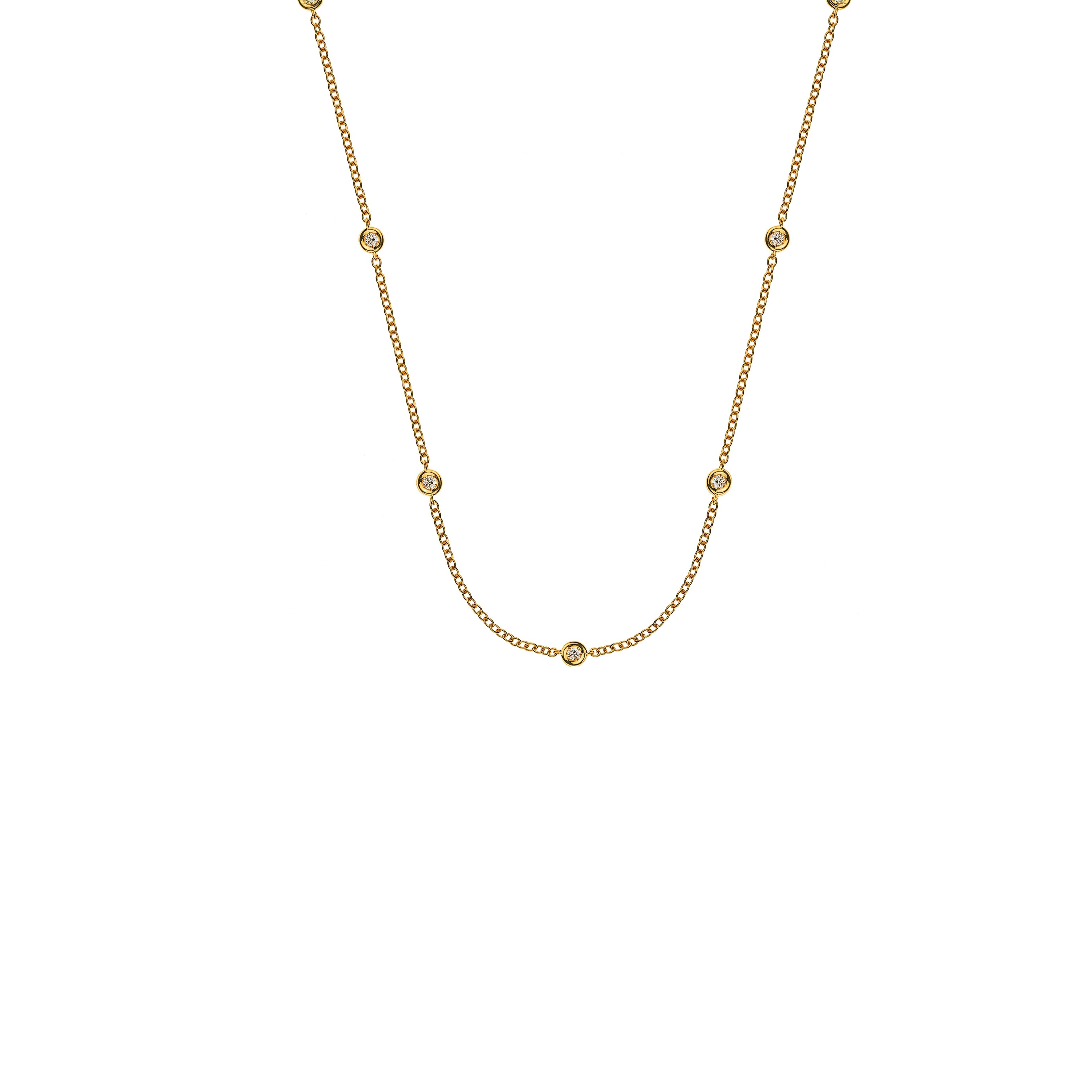 Gelbgold 750 Collier: 11 Brillanten (H SI, 0,30 ct.), 45 cm