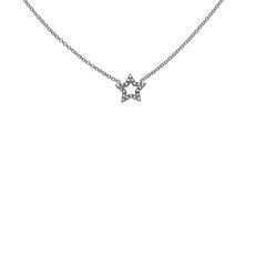 Weissgold 750 Stern Collier mit 20 Brillanten (H SI, 0,11 ct), 45 cm