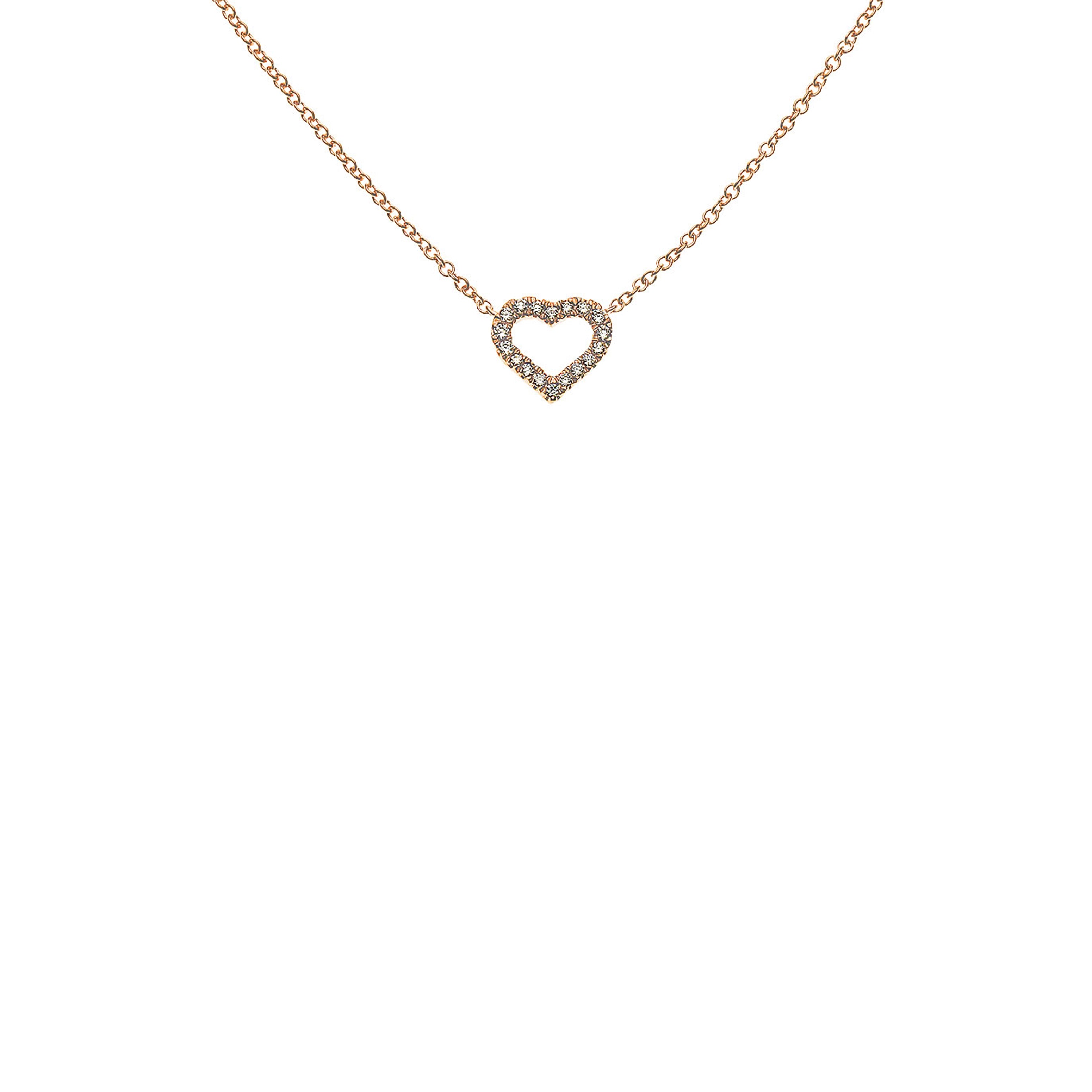 Rotgold 750 Collier 'Herz' mit 20 Brillanten (H SI, 0.08 ct), 45 cm