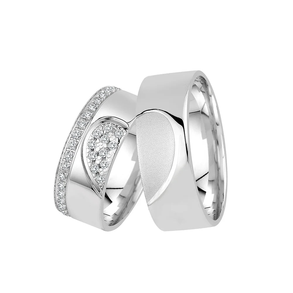 Oberturm Trauringe Classics in Weissgold mit Diamanten F101