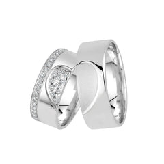 Oberturm Trauringe Classics in Weissgold mit Diamanten F101