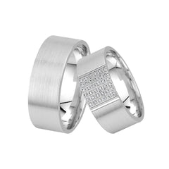 Alliances Oberturm Classics en or blanc avec diamants F104