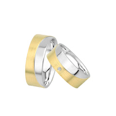 Oberturm Trauringe Classics in Weissgold/Gelbgold mit Diamant F113