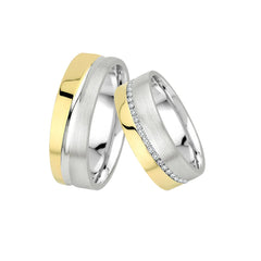 Oberturm Trauringe Classics in Weissgold/Gelbgold mit Diamanten F114