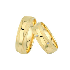 Oberturm Trauringe Classics in Gelbgold mit Diamanten F215