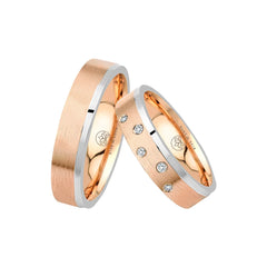 Oberturm Trauringe Classics in Weissgold/Rotgold mit Diamanten F301