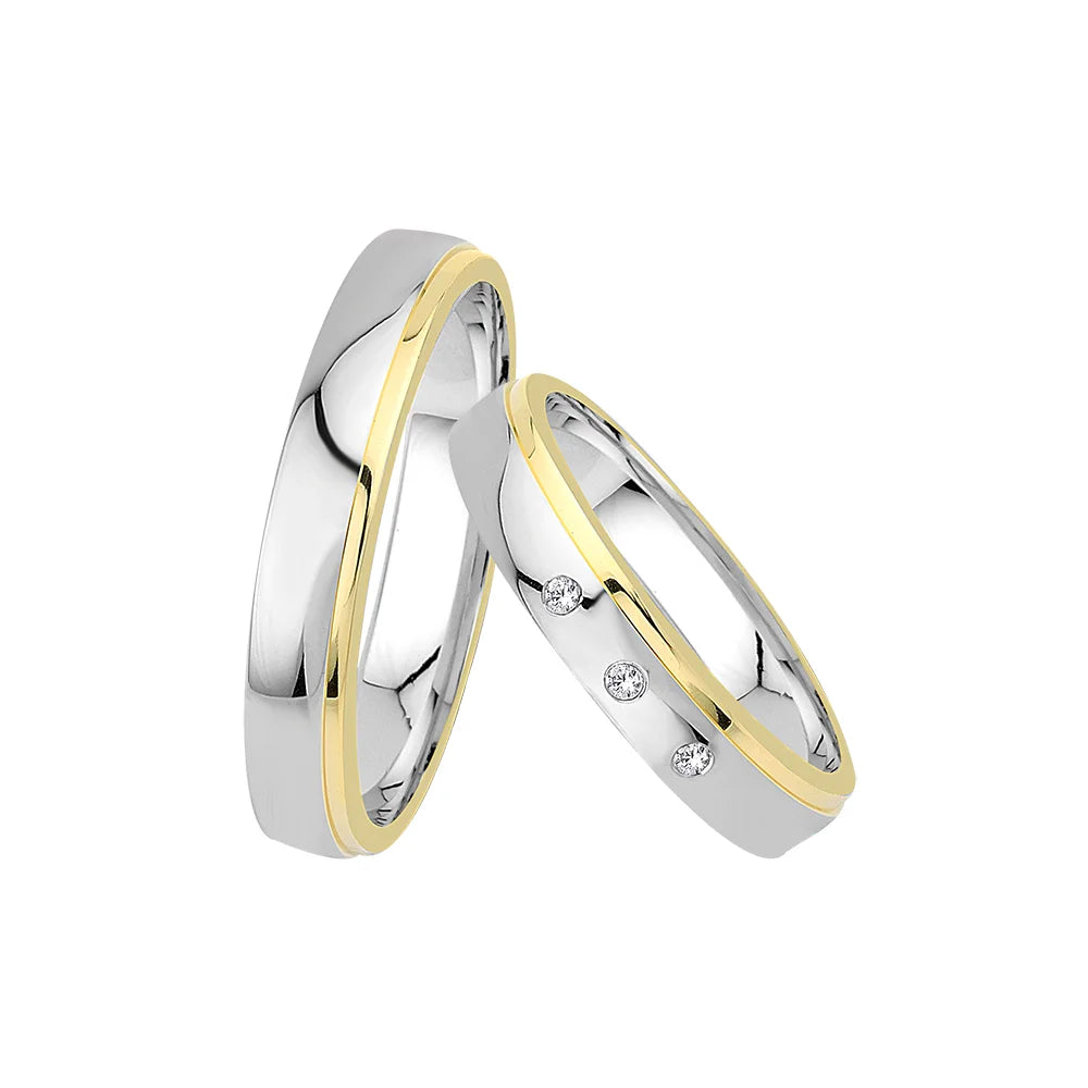 Oberturm Trauringe Classics in Weissgold/Gelbgold mit Diamanten, F303