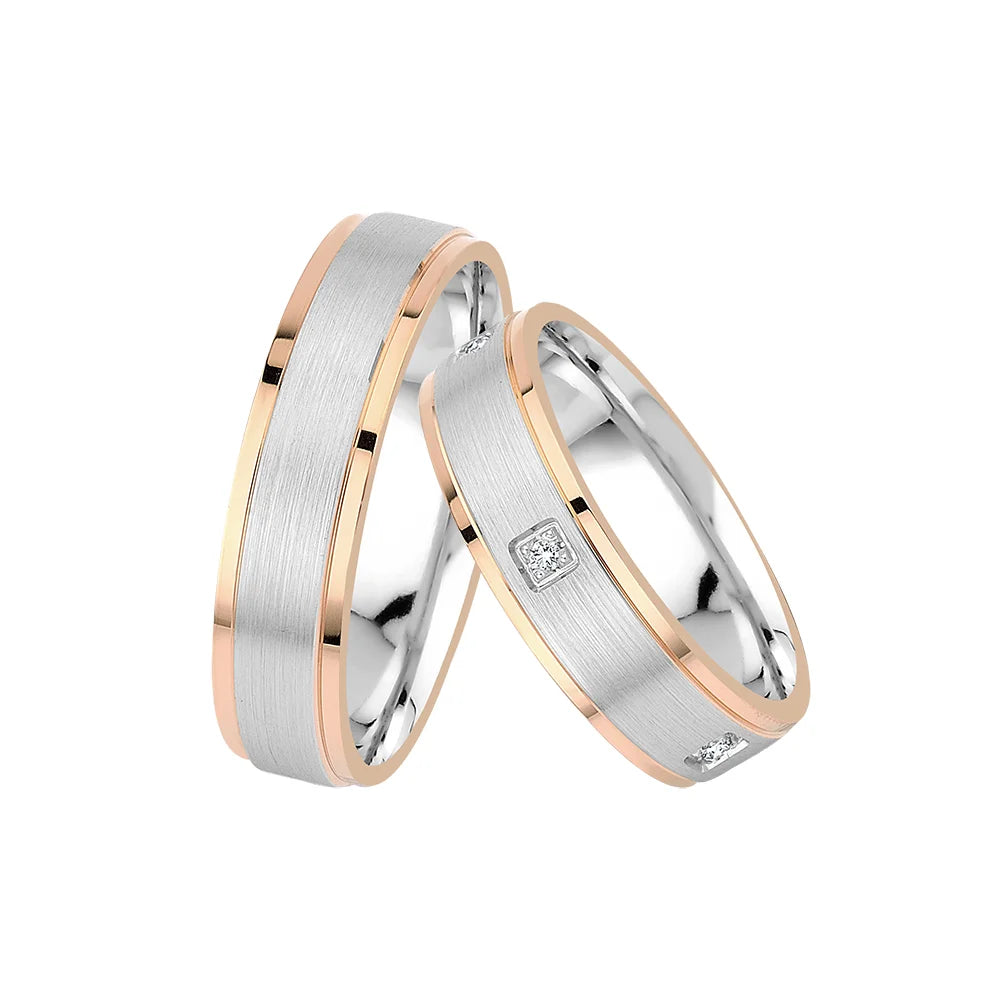 Oberturm Trauringe Classics in Gelbgold/Weissgold mit Diamanten - F408