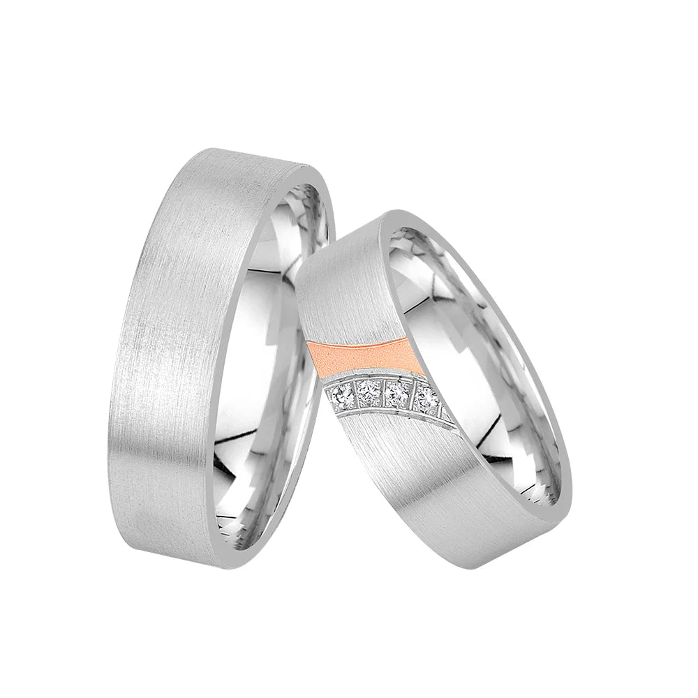 Oberturm Trauringe Classics F313 Weissgold Rotgold