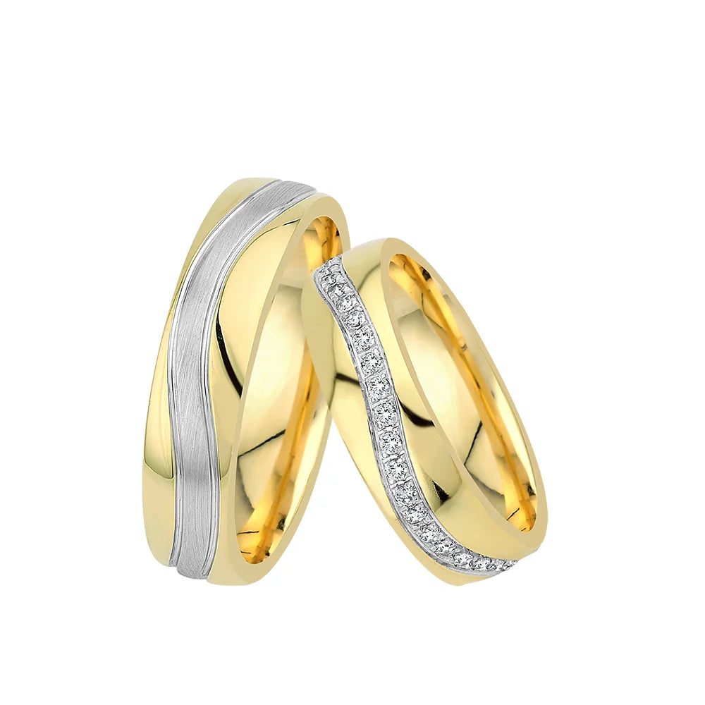 Oberturm Trauringe Classics in Weiss-Gelbgold - Breite 6mm - F407