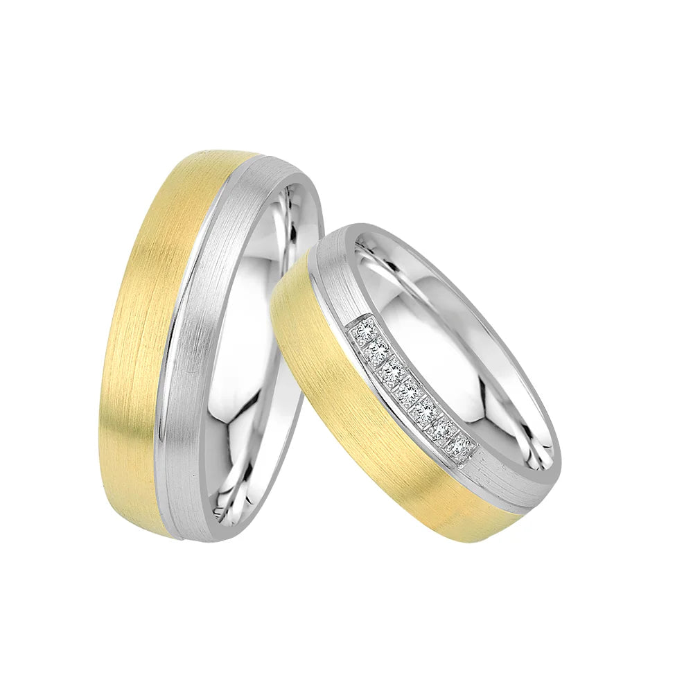 Oberturm Trauringe Classics in Gelbgold/Weissgold mit Diamanten - F408