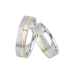 Oberturm Trauringe Classics in Weissgold/Gelbgold mit Diamanten, F414