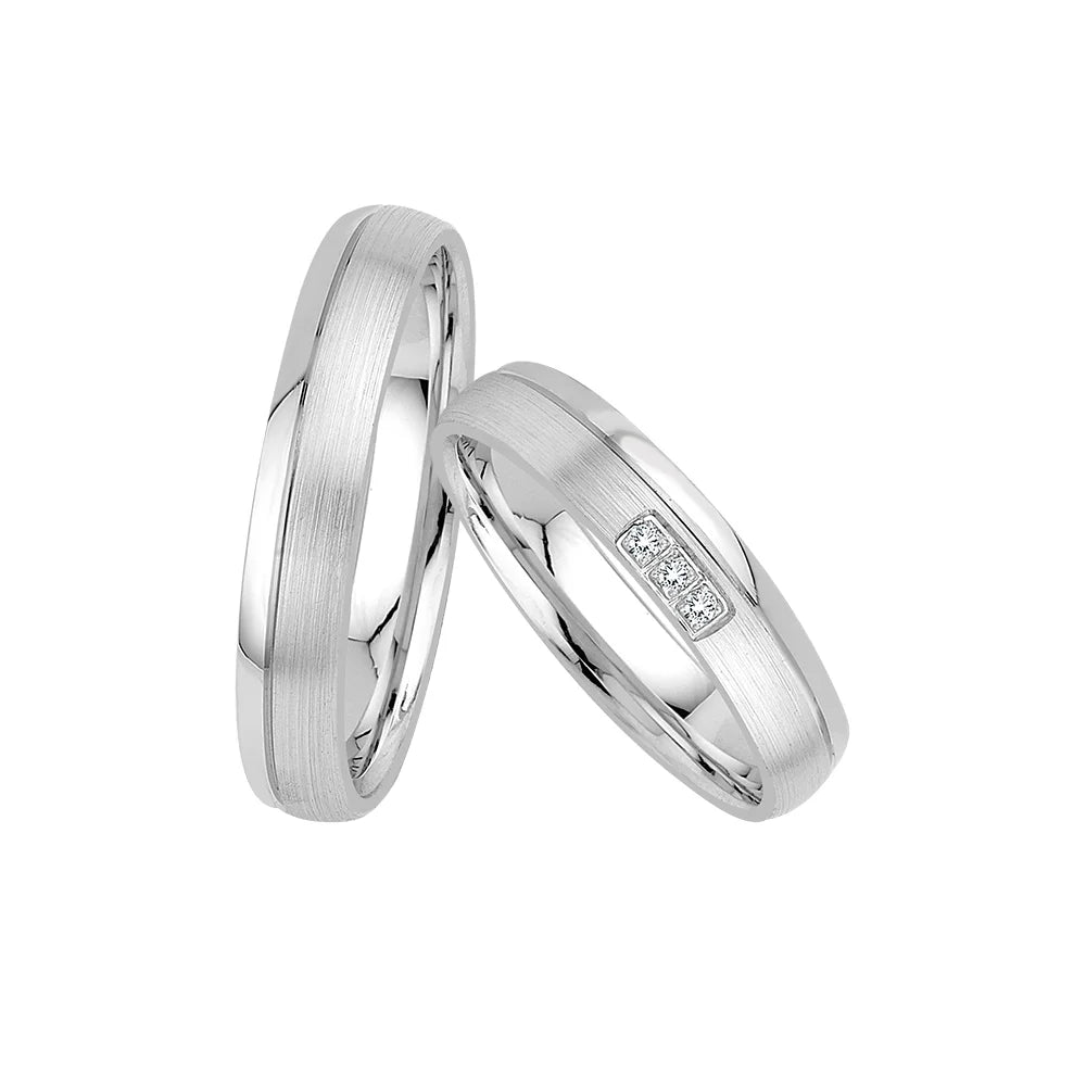 Oberturm Trauringe Classics in Weissgold mit Diamanten F418