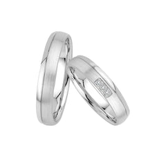 Oberturm Trauringe Classics in Weissgold mit Diamanten F418