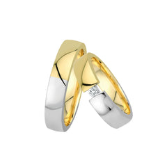 Oberturm Trauringe Classics in Weissgold/Gelbgold mit Diamant F419