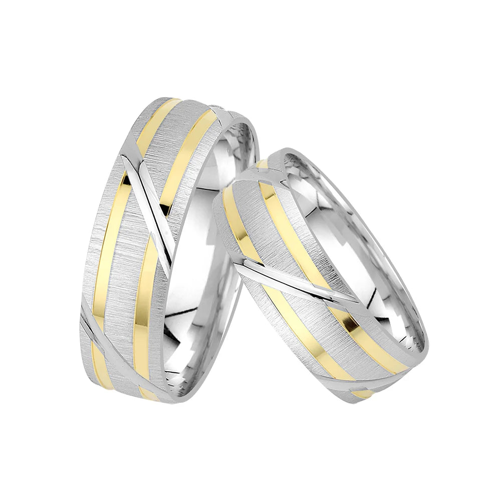 Oberturm Trauringe Classics in Weissgold/Gelbgold F511