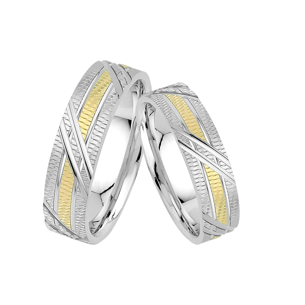 Oberturm Trauringe Classics in Weissgold/Gelbgolb F518