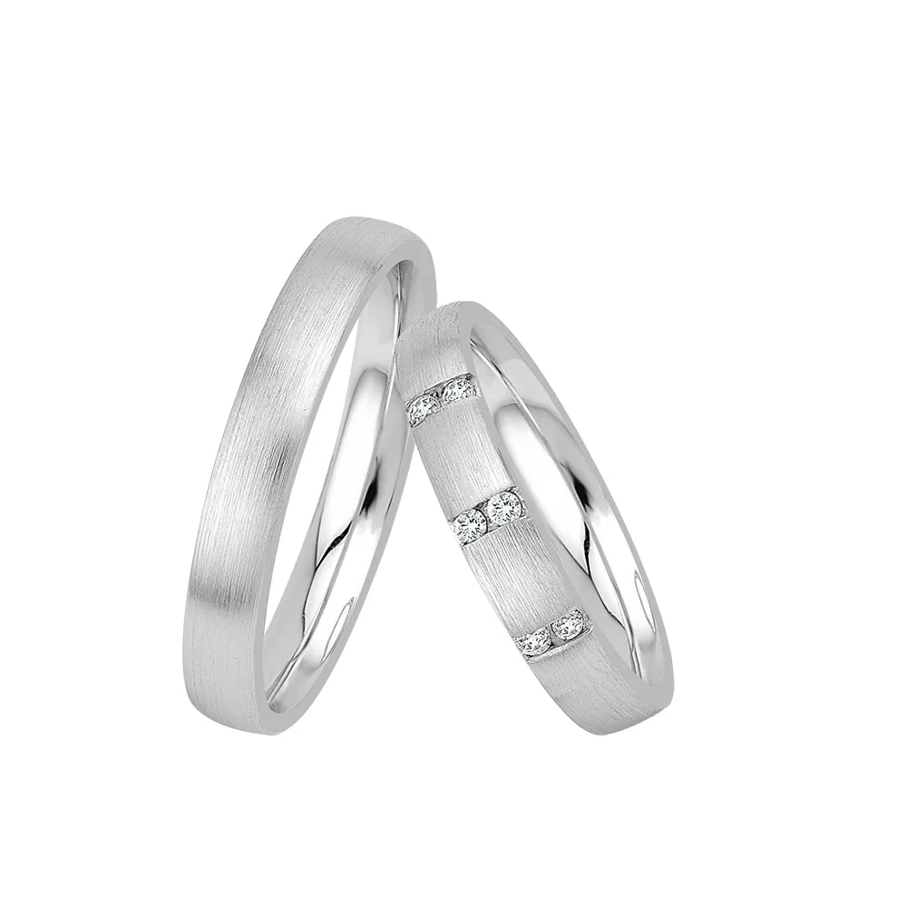 Oberturm Trauringe Classics in Weissgold mit Diamanten F617