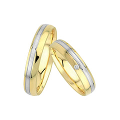 Oberturm Trauringe Classics in Weissgold/Gelbgold mit Diamant F621