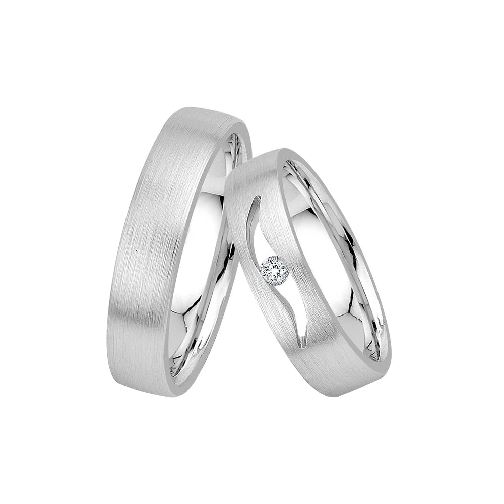 Oberturm Trauringe Classics in Weissgold mit Diamant F628